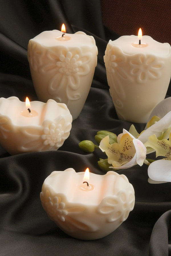 Flower Pillar Candle Duo