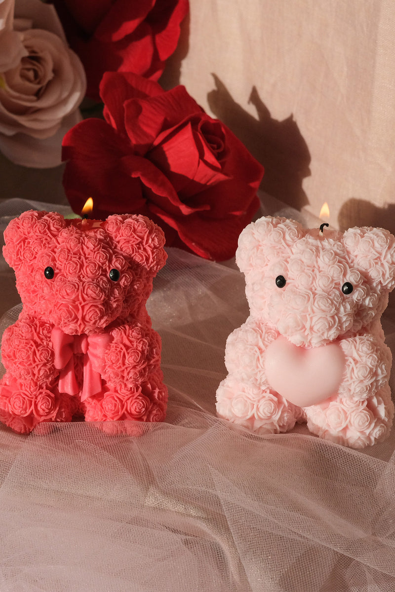 Teddy Bear Rose Candle