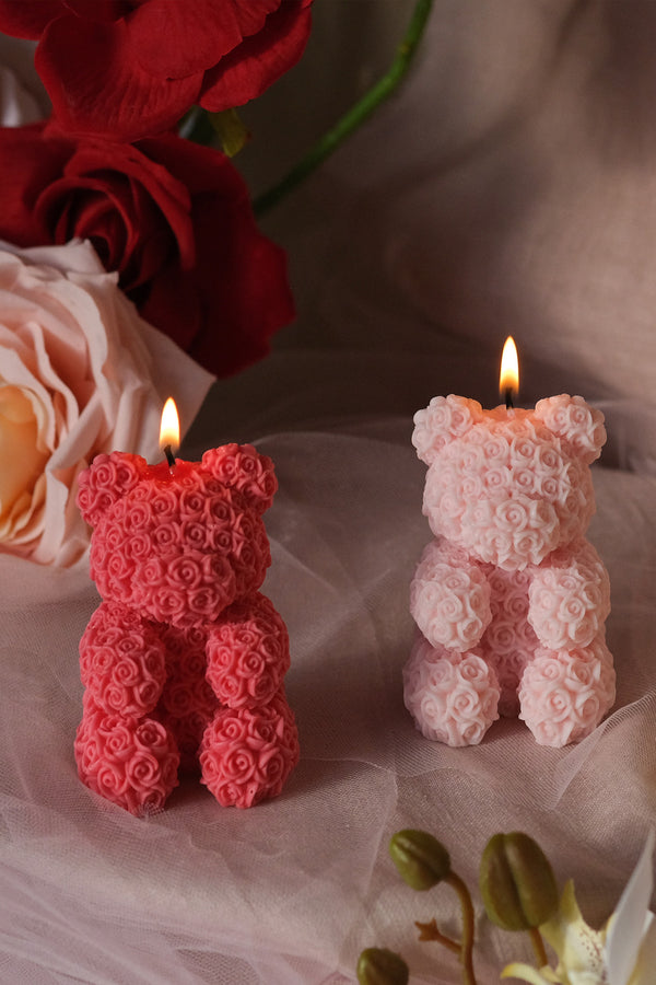 Teddy Bear Rose Candle - Small