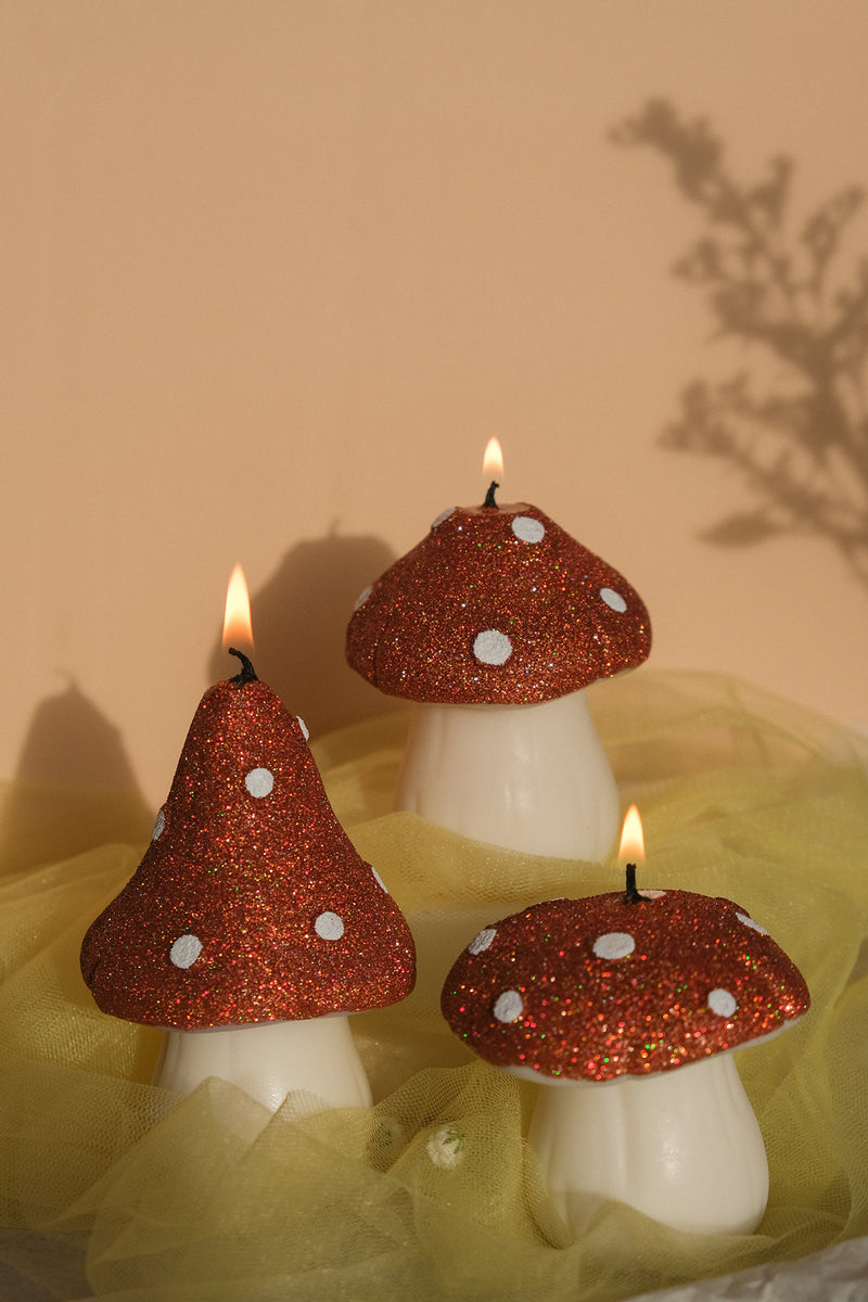 Glittery Mushroom Shaped Candles