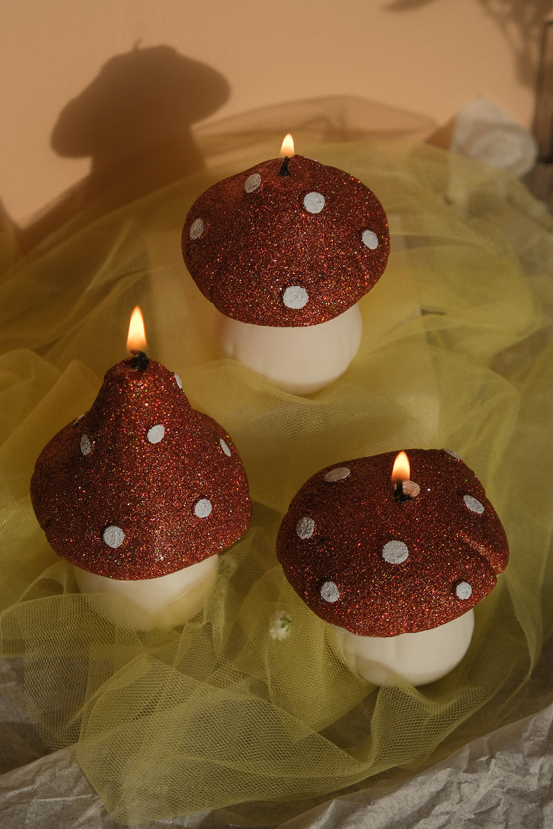 Glittery Mushroom Shaped Candles