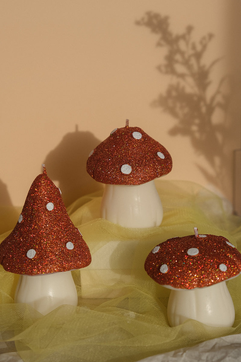 Glittery Mushroom Shaped Candles