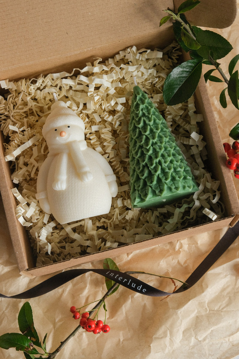 Christmas Candles Gift Set: Snowman and Christmas Tree
