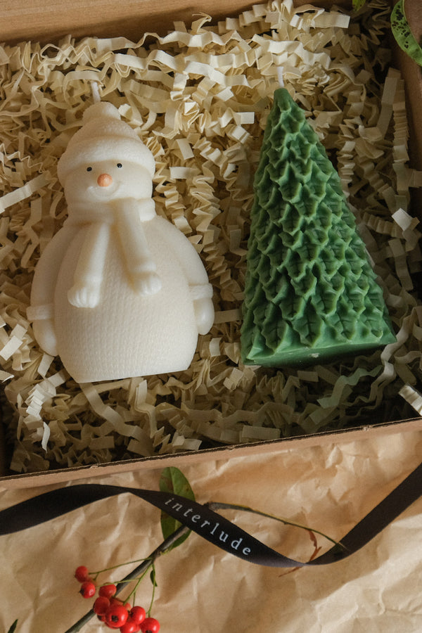 Christmas Candles Gift Set: Snowman and Christmas Tree