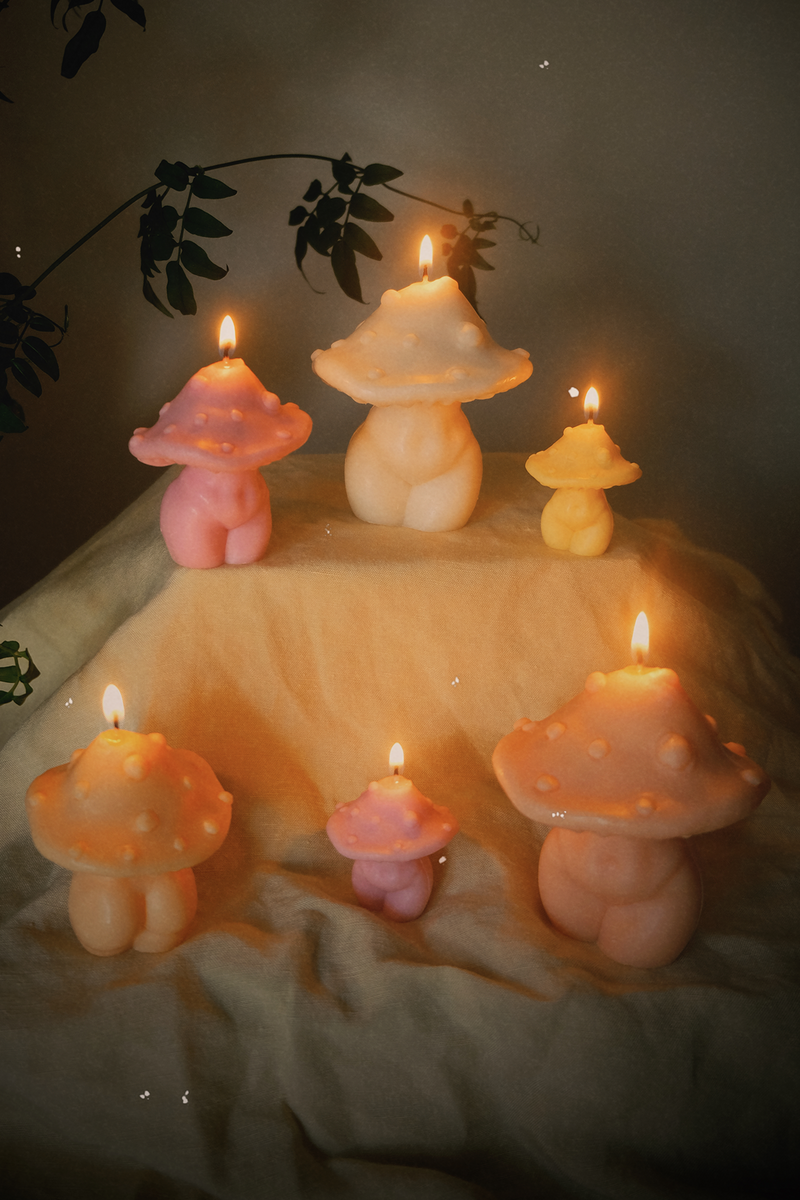 Mushroom Candle Glittery Goddess Mushroom Candles Cottagecore Home